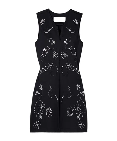 Conner Ives Crystal-embellished Recycled Jersey Mini Dress In Black