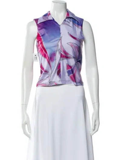 Pre-owned Conner Ives Floral Print Sleeveless Top In White