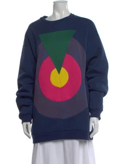 Pre-owned Conner Ives Graphic Print Crew Neck Sweatshirt In Blue