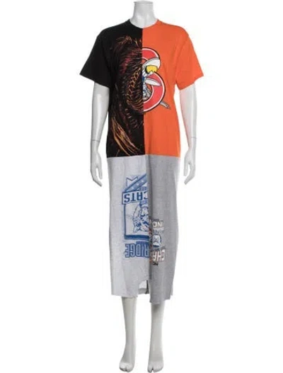 Pre-owned Conner Ives Graphic Print Long Dress In Orange