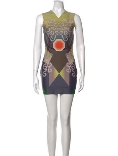 Pre-owned Conner Ives Graphic Print Mini Dress In Grey