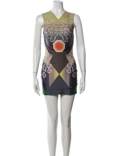 Pre-owned Conner Ives Graphic Print Mini Dress In Neutral