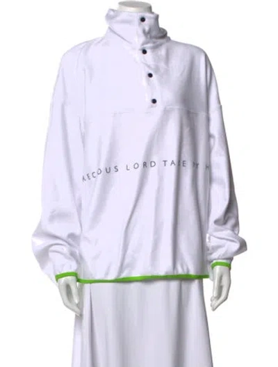 Pre-owned Conner Ives Graphic Print Mock Neck Top In White