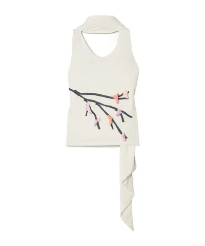 Conner Ives Halter Sleeveless Top In White