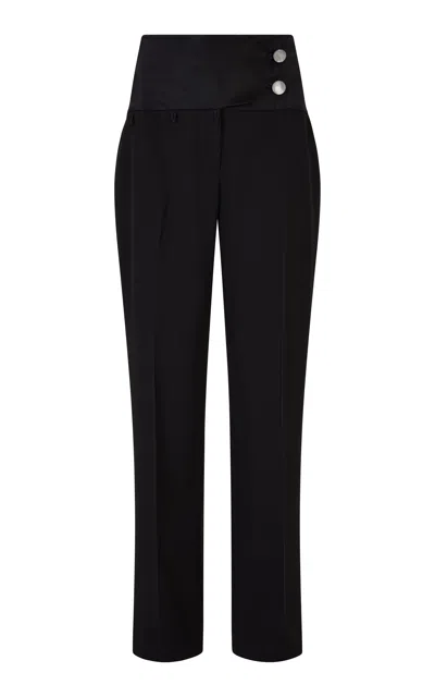 Conner Ives High-rise Wool Straight-leg Pants In Black