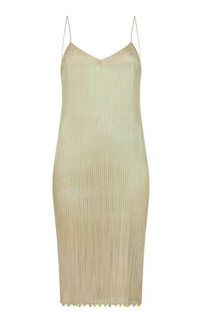 Conner Ives Iridescent Satin Midi Dress In Neutral
