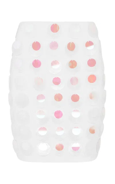 Conner Ives Jumbo Sequin Pencil Skirt In White