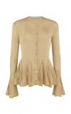 Conner Ives Knit Godet Cardigan In Gold