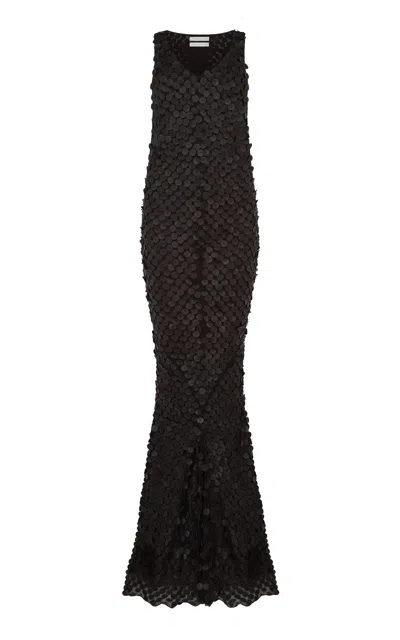 Conner Ives Leather-sequin Silk-georgette Gown In Animal Print