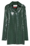 Conner Ives Long Sleeve Sequin Jersey Minidress In Green