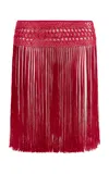 Conner Ives Macrame Fringe Belt In Burgundy
