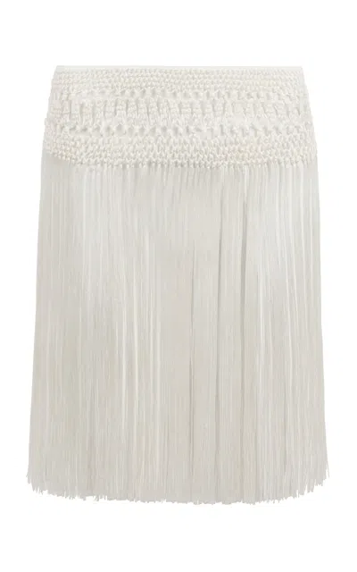 Conner Ives Macrame Fringe Belt In White