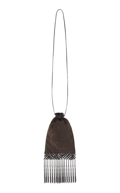 Conner Ives Medium Tassel-trimmed Piano Shawl Silk Bag In Brown