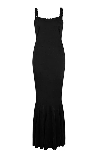 Conner Ives Metallic Knit Gown In Black