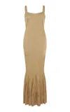 Conner Ives Metallic Knit Gown In Brown