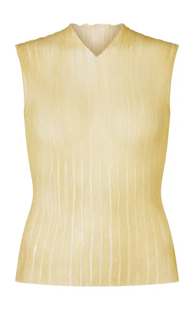 Conner Ives Metallic Mesh Knit Top In Neutral