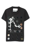 Conner Ives Black 'the Reconstituted Mirror Disc Embroidery' T-shirt In Black
