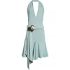Conner Ives Mother-of-pearl Shell Sash Belt Halter Dress