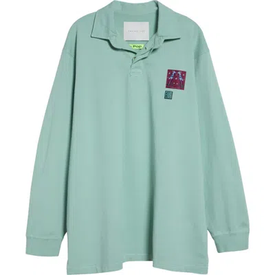 Conner Ives Neon Organic Cotton Rugby Shirt In Green