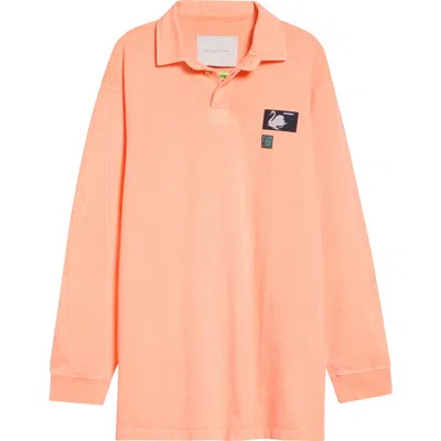 Conner Ives Neon Organic Cotton Rugby Shirt In Orange