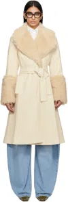 Conner Ives Off-white Reconstituted Faux Fur Military Blanket Coat In Off White