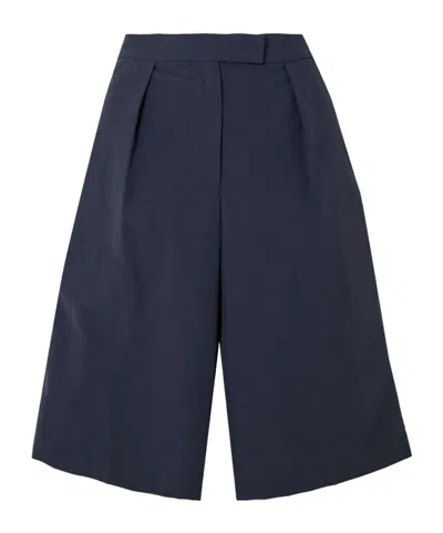 Conner Ives Pleated Woven Shorts In Blue