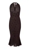 Conner Ives Polka Dot Halter Silk Midi Dress In Animal Print