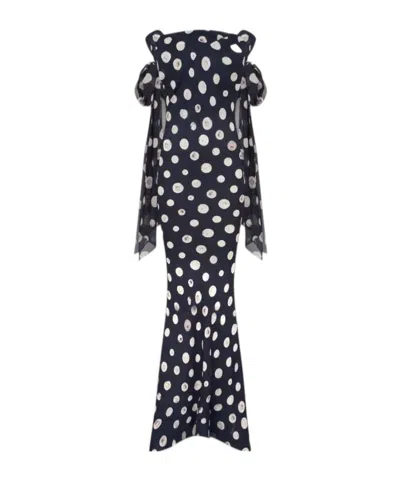 Conner Ives Polka Dot Print Dress In Black