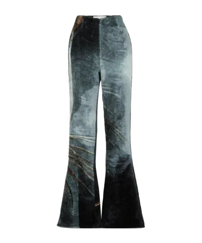 Conner Ives Printed Faux Fur Flared Pants In Multi