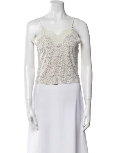 Pre-owned Conner Ives Printed V-neck Crop Top In Neutral