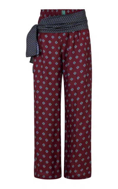 Conner Ives Pyjama Satin Wide-leg Pants In Brown