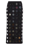 Conner Ives Reconstituted Mirror Disc Embroidered Maxi Skirt In Black