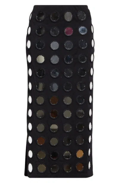 Conner Ives Reconstituted Mirror Disc Embroidered Maxi Skirt In Black