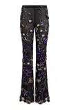 Conner Ives Sequin-embellished Mid-rise Silk Trousers In Black