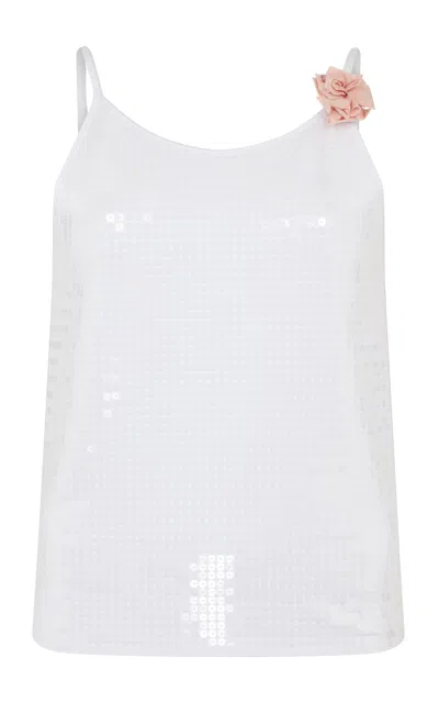 Conner Ives Sequined Jersey Stretch-cotton Tank Top In Animal Print