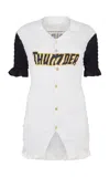 Conner Ives Shirred Baseball Jersey In White