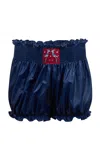 Conner Ives Shirred Bloomer Shorts In Blue