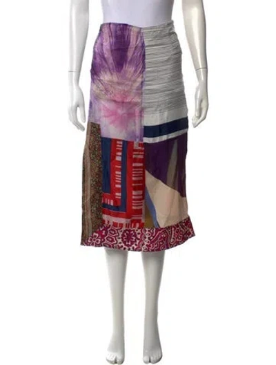 Pre-owned Conner Ives Silk Midi Length Skirt In Purple