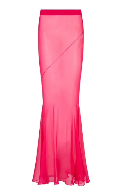 Conner Ives Spiral Silk Georgette Maxi Skirt In Pink