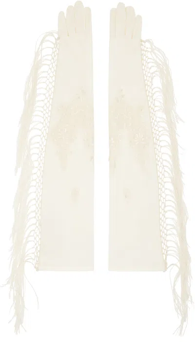 Conner Ives Ssense Exclusive Off-white Piano Shawl Gloves In Cream/multi