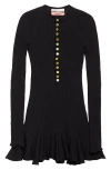 Conner Ives The Pointelle Henley Long Sleeve Organic Cotton Minidress