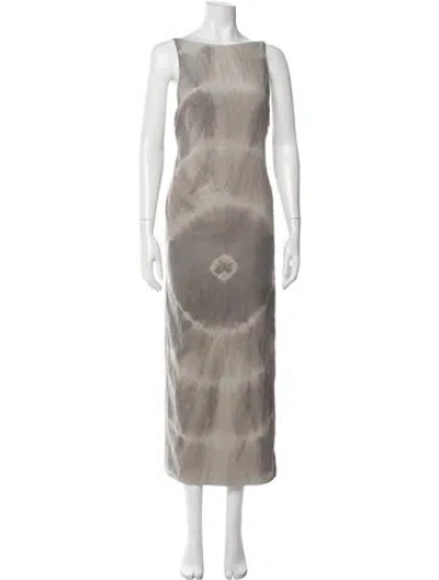Pre-owned Conner Ives Tie-dye Print Long Dress In Gray