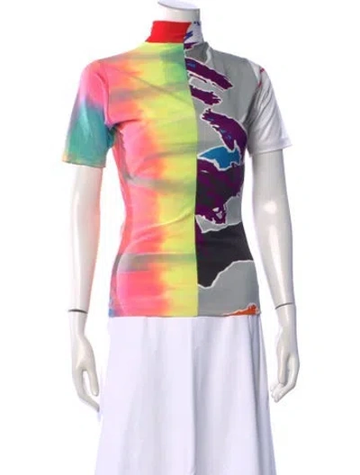 Pre-owned Conner Ives Tie-dye Print Mock Neck Top In Multicolor