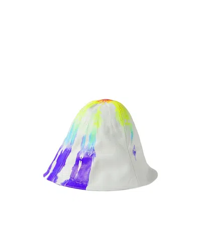 Conner Ives Tie-dyed Leather Bucket Hat In White