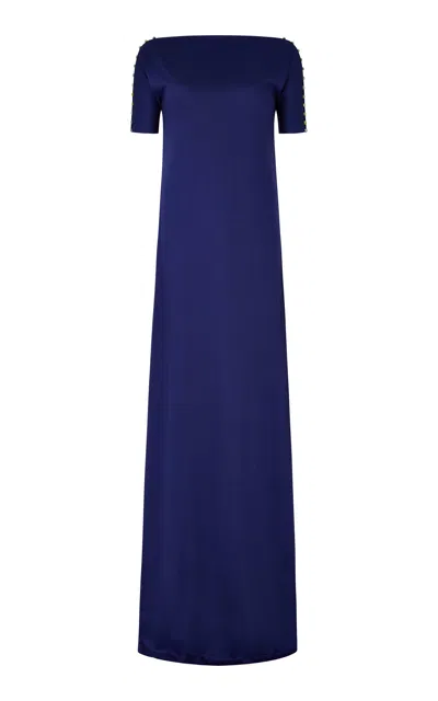Conner Ives T-shirt Jersey Maxi Dress In Blue