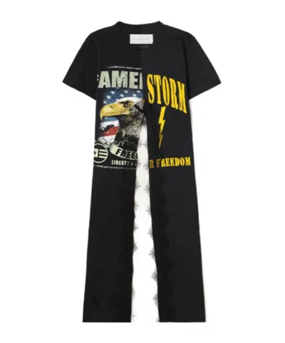 Conner Ives Unique Spliced T-shirt In Black