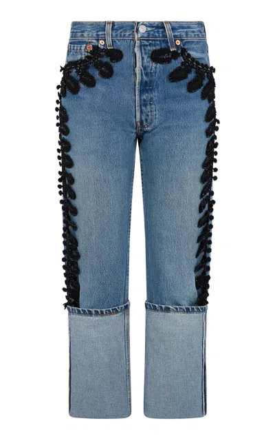 Conner Ives Vintage Rigid Low-rise Straight-leg Jeans In Blue
