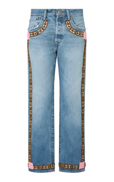 Conner Ives Vintage Rigid Mid-rise Straight-leg Jeans In Blue