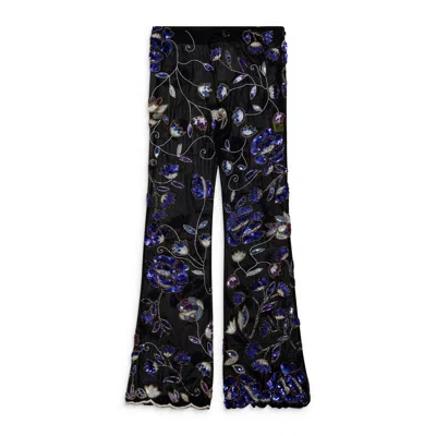 Conner Ives Vintage Sequin Trousers Black In Blue