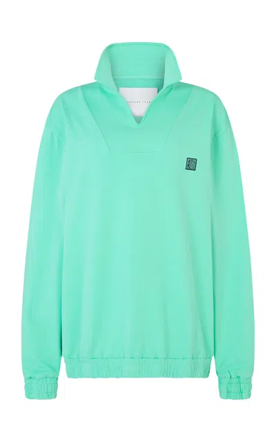 Conner Ives V-neck Cotton Pullover In Green